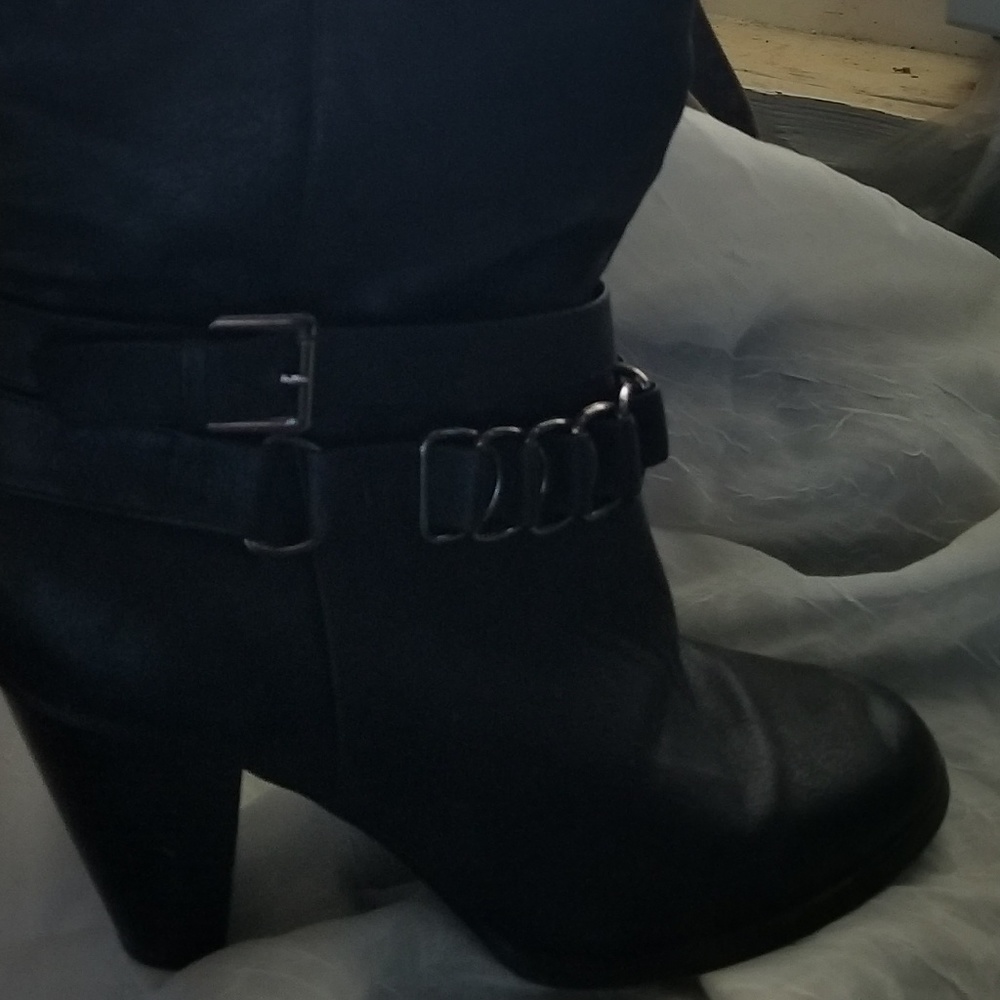 Black leather boots
